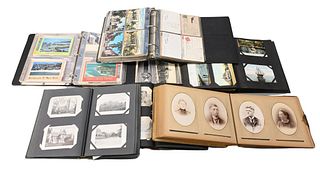Six Postcard Albums, to include picture postcards, WWI era camps, etc., Massachusetts including Whaling in New Bedford, three Florida vintage albums