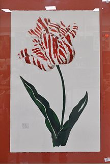 Michael Vollbracht (1947 - 2018), still life of a tulip, mixed media, signed in pencil lower left Michael Vollbracht, 40" x 26".
