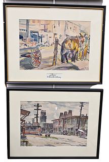 Four Piece Watercolor Group by F. Richardson Murray (20th century), to include Outskirts of Hartford, Connecticut; Seminole Village of Miami, Florida;