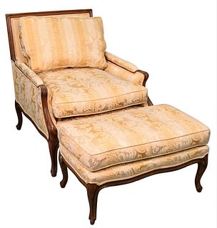 Louis XV Style Upholstered Bergere, height 32 1/2 inches, width 30 inches.