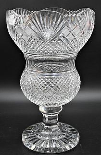 Large Waterford Crystal Vase, on round base, marked for Waterford, limited edition number 6/10, height 16 inches.