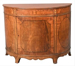 Mahogany Demilune Server, having inlaid front, attributed to Margolis, height 36 inches, top 21" x 46".