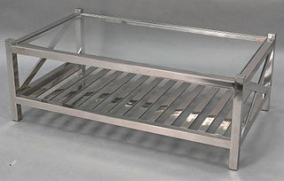Chrome and Glass Coffee Table, height 17 1/4 inches, top 27 1/2" x 47".