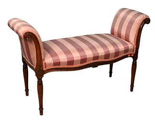 Louis XVI Style Window Bench, attributed to Margolis, height 26 1/4 inches, length 42 inches.