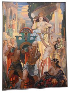 Andrew B Karoly (b 1893) and Louis P Szanto (1889 - 1965), oil on canvas, Middle Eastern, signed lower left A.Karoly - L.Szanto, 63" x 47 1/4".