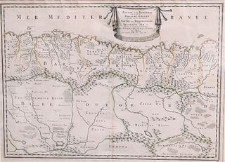 Partie de la Barbarie Royaume D'Alger Map, 1655, mer mediterRanee, 15 1/2" x 21 1/4".