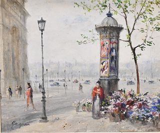 Paul Gagni (1893 - 1962), "L'are de Triomphe", Paris, signed lower left, oil on canvas, 15" x 17 1/2".