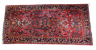 Sarouk Oriental Throw Rug, 2' x 4' 3". Provenance: Fifty Year Personal Collection of Clocks and American Antiques from Thomas Bailey, Manchester, Conn