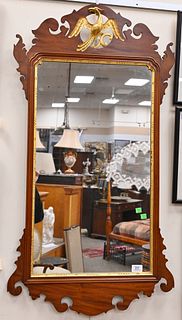 Margolis Custom Mahogany Chippendale Style Mirror, having gilt phoenix bird, marked with Margolis paper label, height 44 inches, width 23 inches.