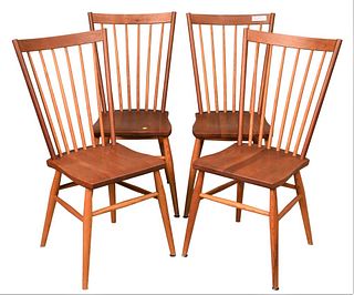 Set of Four Thomas Moser Cherry Side Chairs, marked Thos. Moser Auburn Maine 1988, height 36 1/2 inches.