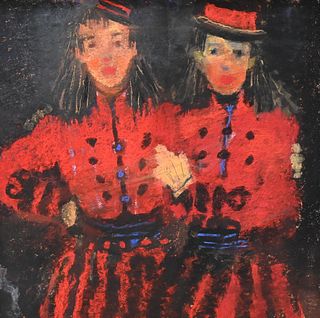 David Fertig (b. 1946), Two Women, pastel on paper, signed and dated middle right David Fertig 93', Eastlake Gallery Label on verso, 17" x 17".