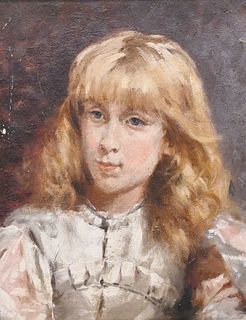 Coessin, portrait of a young woman, oil on panel, signed top left Coessin, 10 1/2" x 8 1/4". Provenance: Connecticut Personal Collection of American A