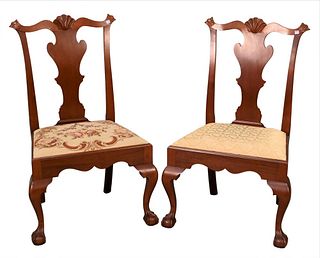 Pair of Margolis Chippendale Style Side Chairs, having slip seats with ball and claw feet.