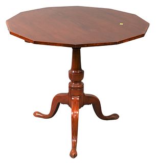 Federal Cherry Tip Table, on base with urn carved shaft, height 28 inches, diameter 31 inches.