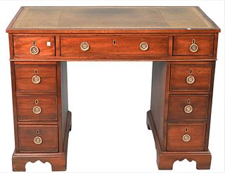 George IV Mahogany Three Part Kneehole Desk, having inset tooled leather top, height 31 inches, top 23 1/4" x 42".