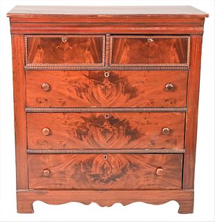 Empire Mahogany Two Over Three Drawer Chest, having ripple molded drawer edges, 19th century, height 46 inches, width 41 inches.