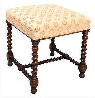 Walnut Stool, having turned legs, 18th - 19th century, height 19 1/2 inches, top 18" x 18 1/2".
