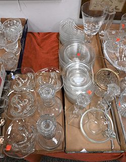 Three Tray Lots, to include mostly all St. Lambert, candlesticks, plates, vases, crescent dishes, etc.