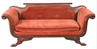 Federal Style Mahogany Sofa, having paw feet, length 79 inches.