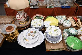 Large Group of Assorted Porcelain and Ceramic, Segries France, majolica, large chargers, French pottery, etc.