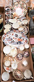 Two Boxes of English China, to include Royal Crown Derby, Wedgwood, Staffordshire, along with three miniature cups and saucers.
