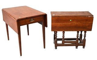 Two Piece Lot, to include federal drop leaf table, along with gate leg drop leaf table, federal height 28 1/2 inches, top 21" x 34".