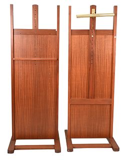 Pair of Contemporary Easles, one having light, height 72 1/2 inches, width 24 1/2 inches.