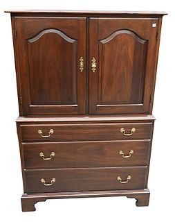 Henkel Harris Mahogany Tall Chest, having two doors over three drawers, height 55 inches, top 20 1/2" x 36 1/4".