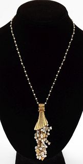 Lora 18K Yellow Gold Woven Pearl Tassel Necklace