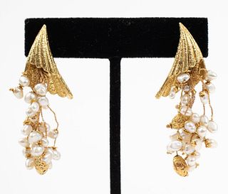 Lora 18K Gold Freshwater Pearl Tassel Earrings