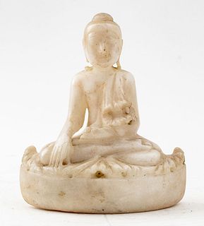Antique Buddha Carved White Marble