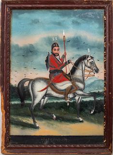 Indian Reverse Painting on Glass of a Soldier