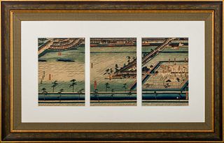 Utagawa Sadahide Triptych of Yokohama Hon-Cho