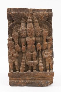 Indian Carved Wood Temple Fragment