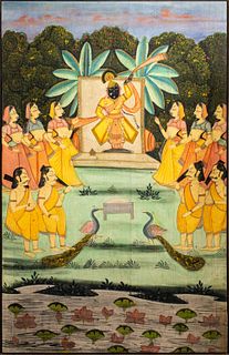 Indian Kishangarh Pichhwai of Krishna & Gopis
