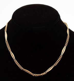 Antique 14K Yellow Gold Fancy Fob Chain Necklace