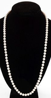 Vintage 6.5 mm Pearl Necklace w/ 14K Gold Clasp