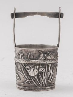 Chinese Silver Basket with Iris Motif