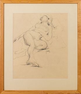 Maher Reclining Nude Drawing Graphite on Paper