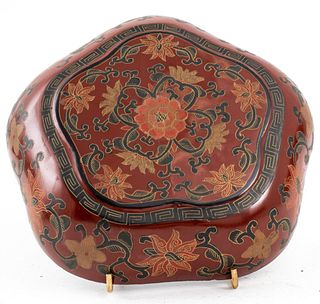 Chinese Floriform Lidded Lacquer Box