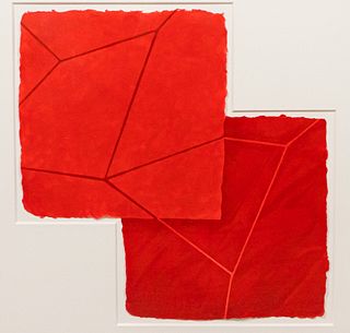Mary Heilmann Double Red Crackle Lithograph
