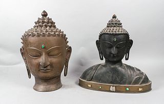 2 Nepalese Bronze Buddha Heads