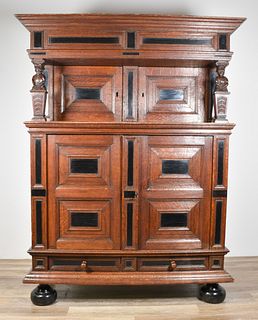 17th Century Carved Dutch Armoire / Kas