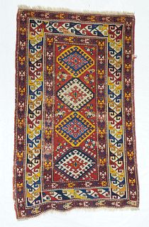 Antique Caucasian Kazak Rug, 3'7" x 5'10"