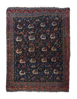 Antique Persian Khamshe Rug, 4'3" x 5'6"