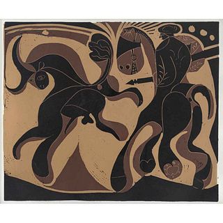 PABLO PICASSO, De la carpeta Pablo Picasso - Grabados al linóleo, 1963, Sin firma, Linoleograbado de una edición de 520, 27 x 32 cm