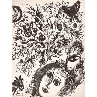 MARC CHAGALL,Le couple devant l'arbre, del libro Chagall Lithograph