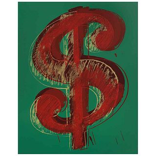 ANDY WARHOL, Dollar Green, Con sello en la parte posterior, Serigrafía 334 / 1000, 50 x 40 cm, con certificado.