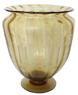 Signed Steuben Amber Glass Vase