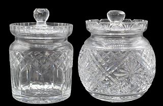 Pair of Waterford Cut Crystal Lidded Jars